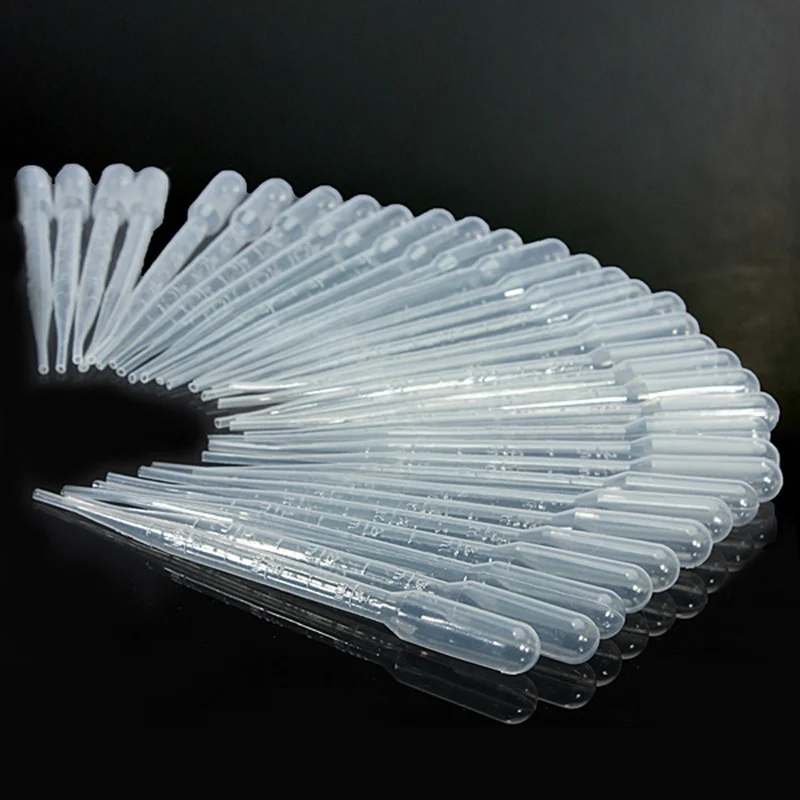 100PCS 0.2/1/3ML Transparent Pipettes Disposable Safe Plastic Eye Dropper Transfer Graduated Pipette for Lab Experiment Supplies