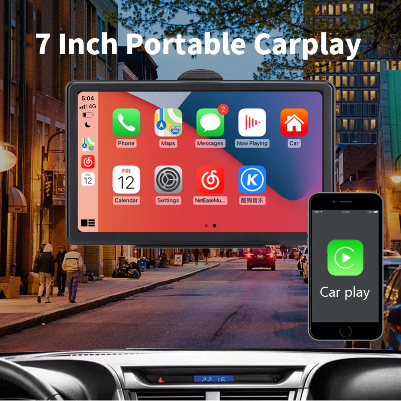

Anvolgo 7 Inch Wireless Apple CarPlay Android Auto Radio Multimedia Portable monitor Stereo Bluetooth 5.0 stabilize Linux system