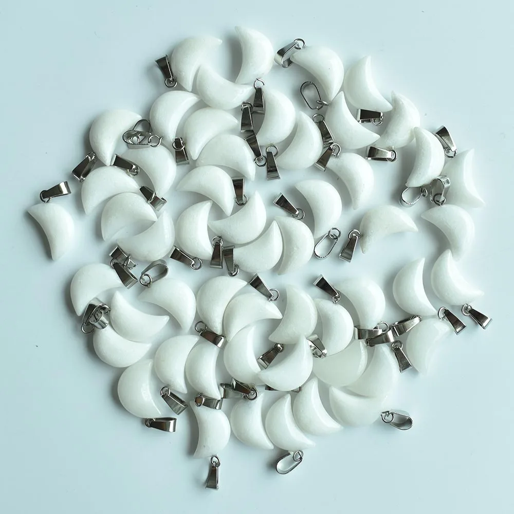 Hochwertige, sortierte Anhänger in Halbmondform aus Naturstein für die Herstellung von DIY-Schmuck. Großhandel 50 Stück/Los kostenlos. – Detail 16