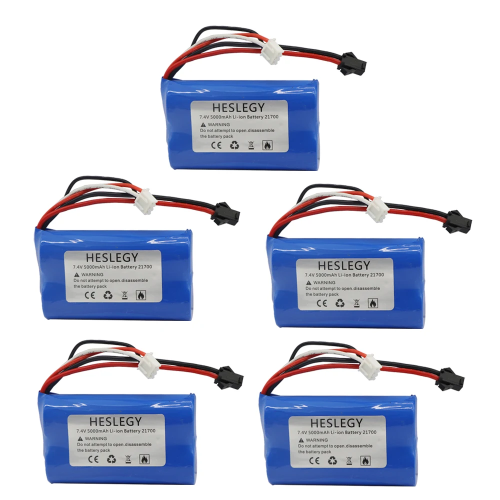 

7.4V 5000mah Lipo battery SM Plug For WPL MN99S D90 U12A S033g Q1 H101 RC Boat Cars Tanks Drone toy Parts 2S 7.4 V 21700 battery