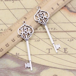 10pcs Charms Vintage Skeleton Treasure Key 69x22mm Tibetan Bronze Silver Color Pendant Antique Jewelry Making DIY Handmade Craft