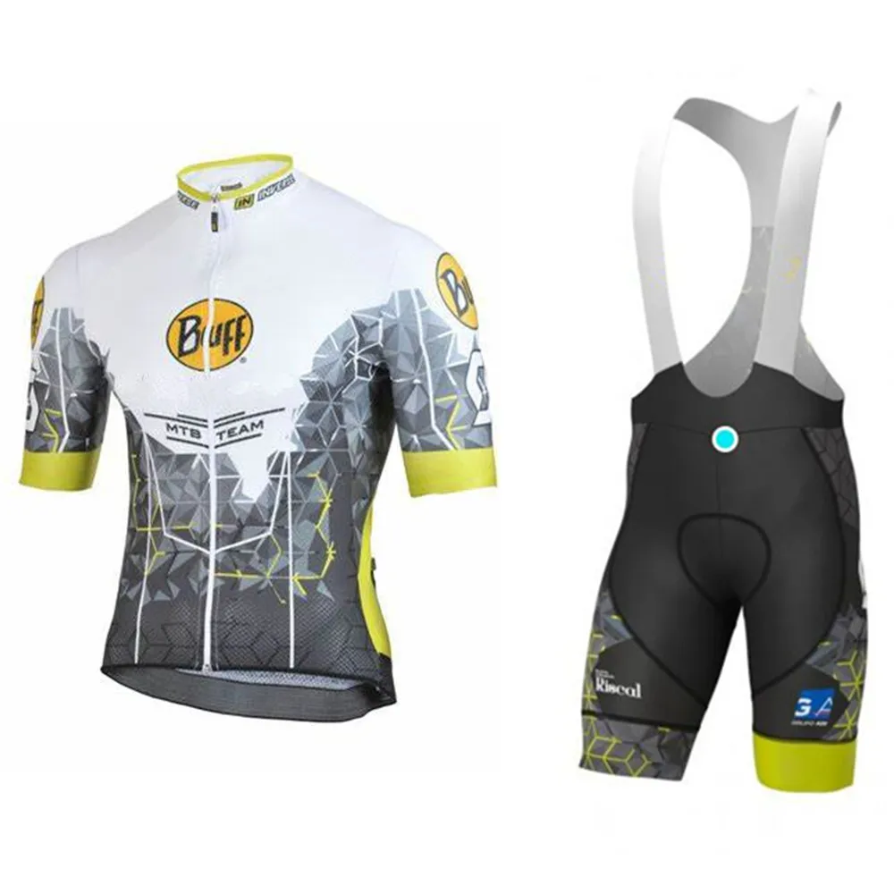 Buff Mountain Bike Team Cycling Jersey Set Men Summer Cycling Road Sport Short Sleeve Bib Pants Outdoor Custom Bicycle Uniform