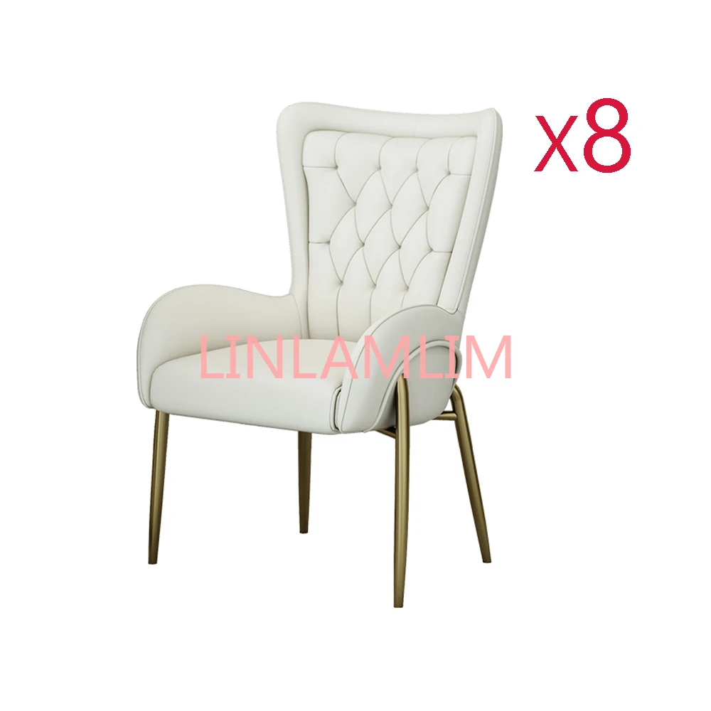 

Genuine cow leather stainless steel Dining chair dining room Nordic modern sillas de comedor gold Princess chair entry lux cade