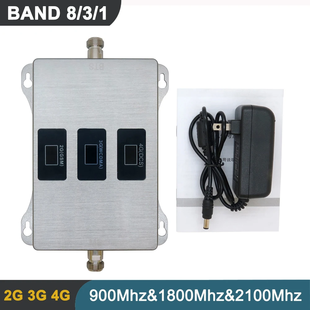 2G 3G 4G Signal Repeater  Band 8 3 1 Tri Band Mobile Phone Cellular Signal Range Extender Booster Amplifie 900Mhz 1800 2100Mhz