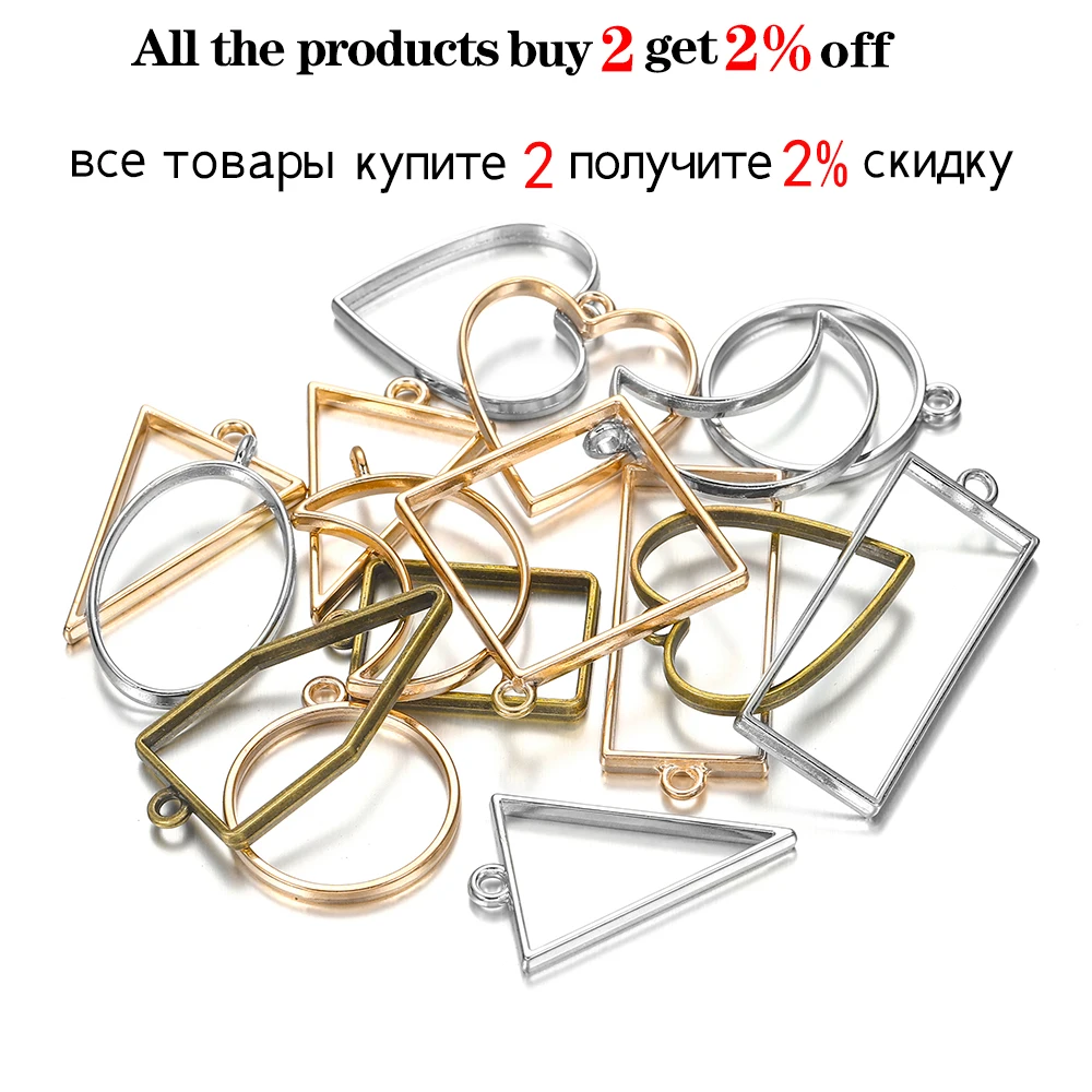 11pcs/Lot 7 Styles Hollow Glue Plated Geometric Polygonal Earring Stud Posts Connector For DIY Earrings Jewelry Making Supplies