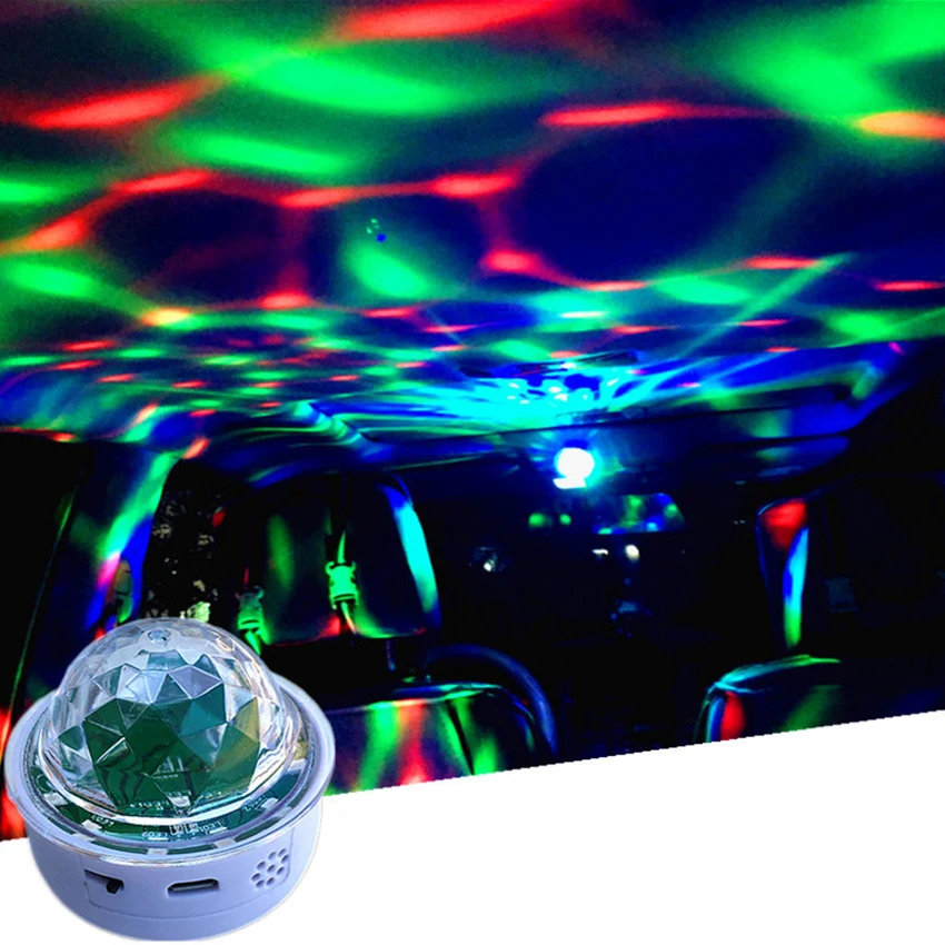 Luci a sfera da discoteca a LED per auto, luci a sfera stroboscopiche portatili, luci per feste attivate dal suono con Base magnetica, illuminazione DJ