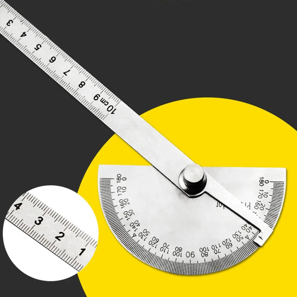 180 Degree Adjustable Protractor Stainless Steel Angle Gauge Round Head Caliper Measuring Ruler