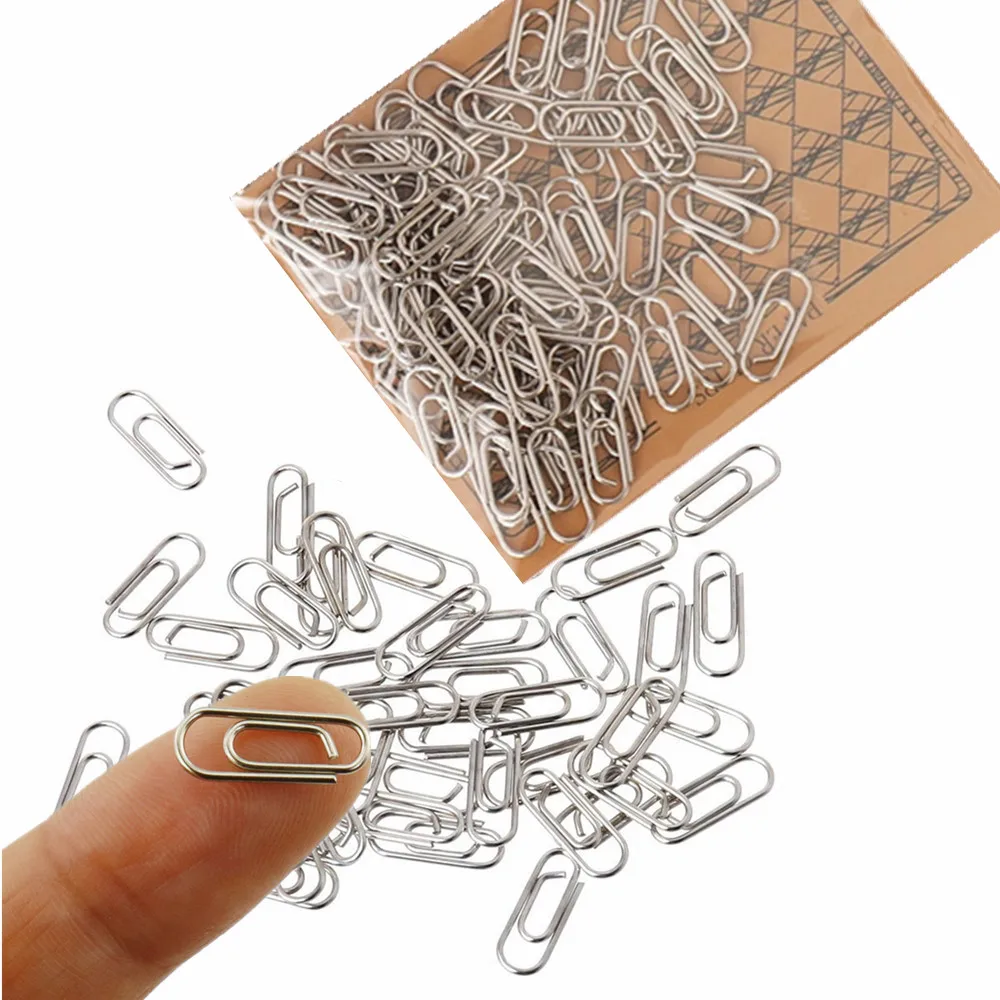 

Silver Mini Paper Clips 50Pcs Small Metal Paperclip 15mm Nickel Plating Finish Bookmarks for Office School Stationery Supplies