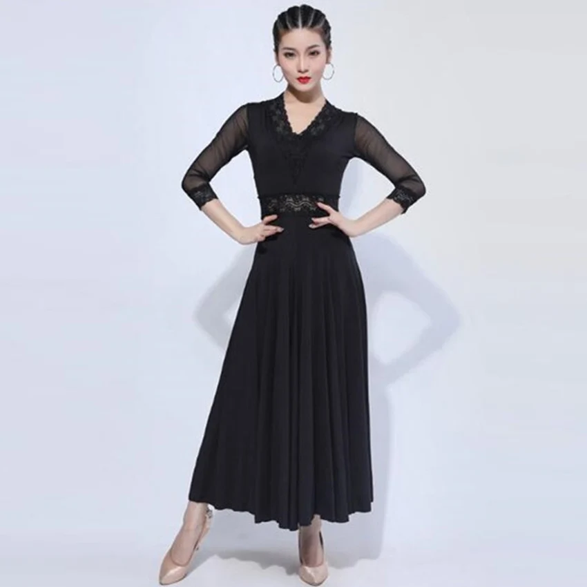 Robe standard en dentelle à manches courtes pour femmes, vêtements de flamenco pour filles, performance d'entraînement moderne, salle de Rh, phtalmesh