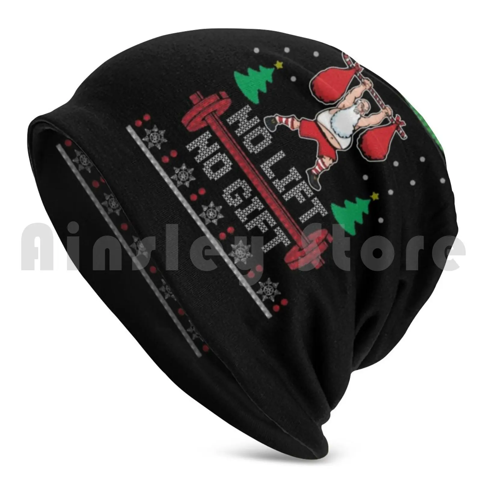 No Lift Gift Gym Santa Claus Christmas Funny Gifts Beanie Hedging Cap DIY Print Cushion Ugly Christmas Sweater Christmas