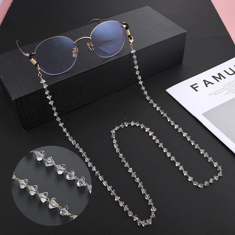 Teamer Crystal Beaded Glasses Chain for Women Fashion Lanyard Gold Color Metal Sunglassses Chains Strap Cord Hanging Neck Holder