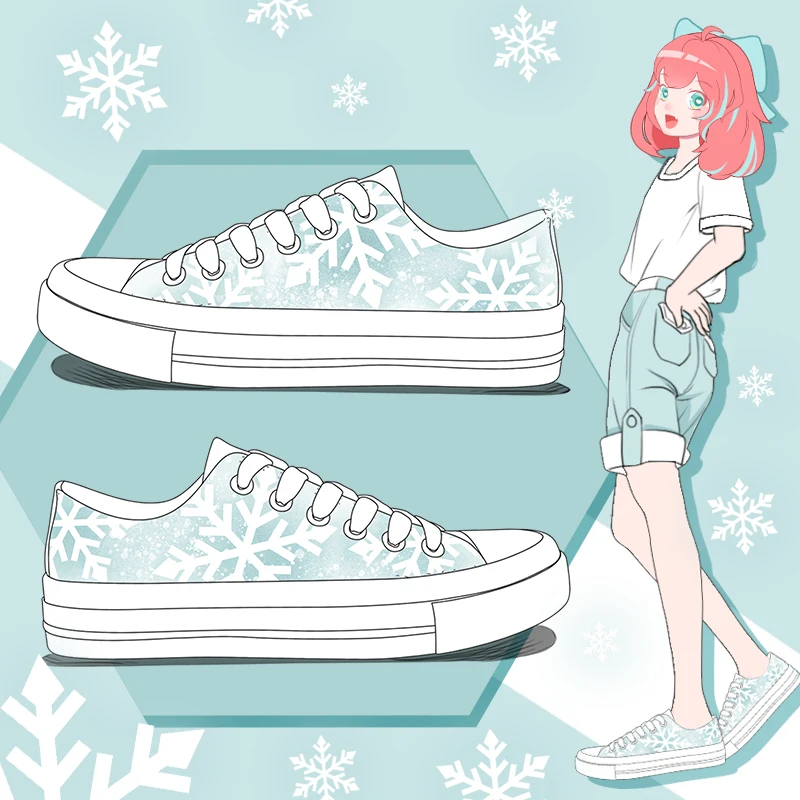 Amy and Michael Designers Sneakers Fashion Snowflake Hand Painted Canvas Shoes Female Ladies Flat Trainers Woman Vulcanize Shoes