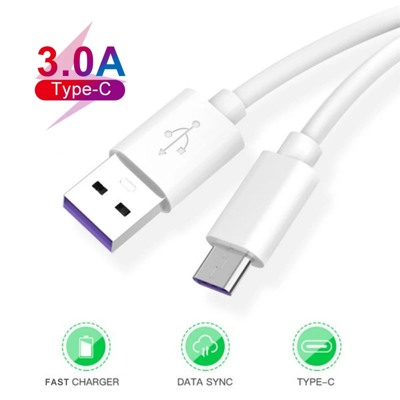 USB C Fast Charge Cable For Xiaomi Mi 9T 9 Mi9T 3M Type C Cable For Samsung Galaxy S10 S9 S8 Note 9 8 A40 A50 A70 M30s Charging