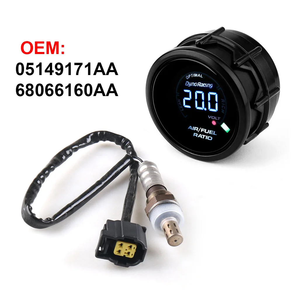 

52mm Digital Air Fuel Ratio Gauge With O2 Narrowband Oxygen Sensor 05149171AA 68066160AA For Chrysler 2004-2014
