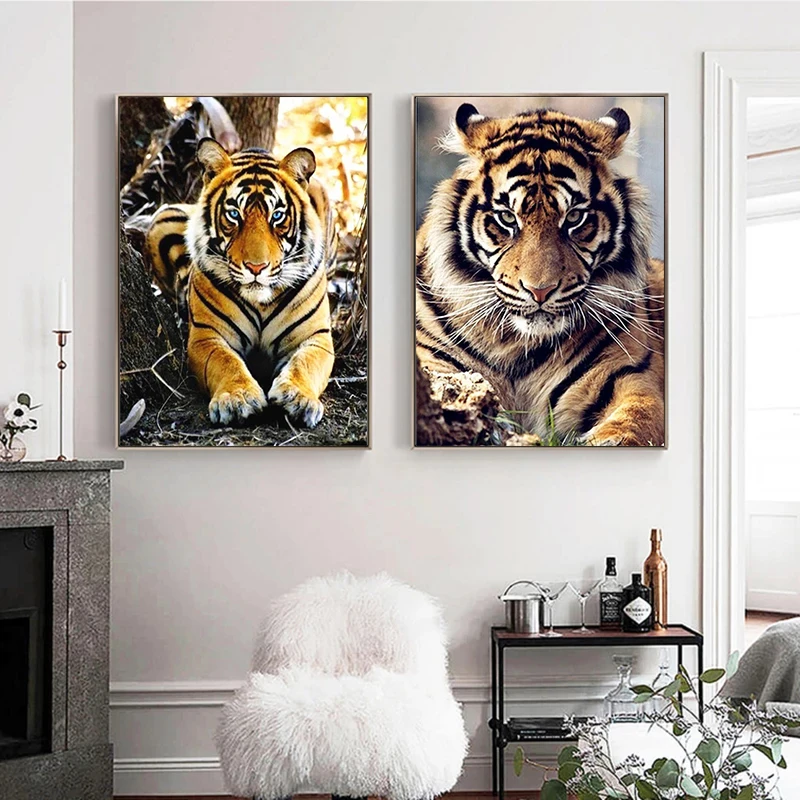 

PhotoCustom Acylic Paint By Numbers Tiger Gift Kits 60x75cm Animals Oil Painting On Canva Zero Basis DIY Gift Home Wall