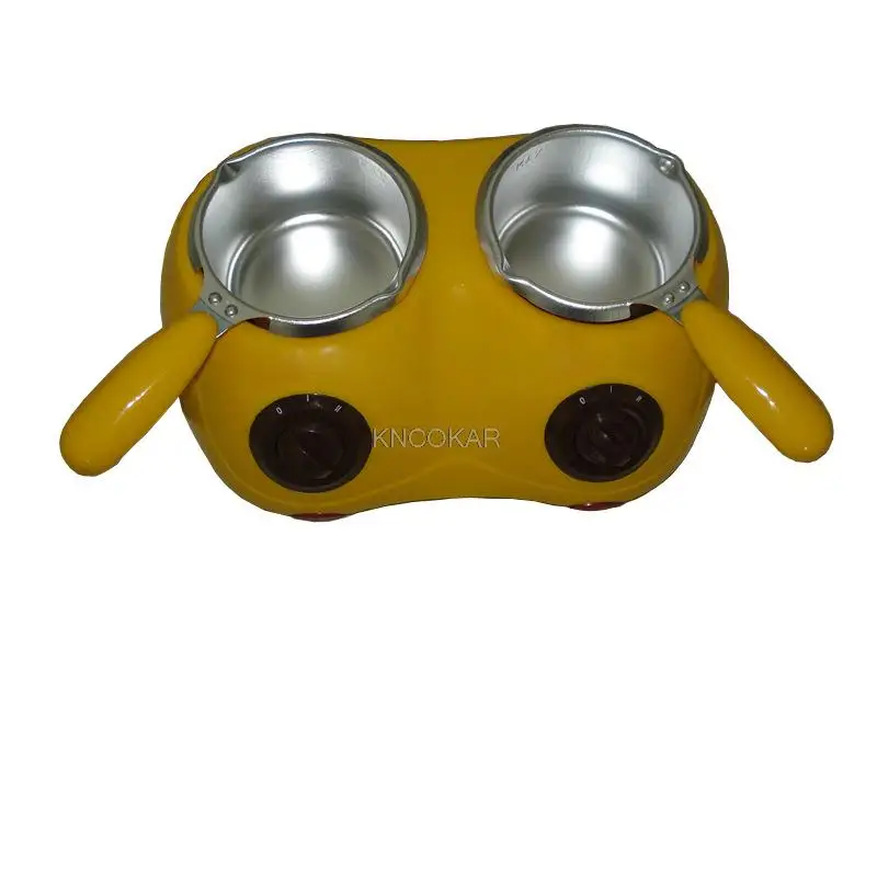 نافورة شوكولاتة كهربائية مزدوجة 250*2 مللي فوندو سعة شوكولاتة ساخنة آلة ذوبان وعاء أصفر/وردي 1 قطعة رائجة البيع