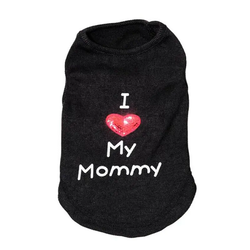 Dog Pet Clothes Summer Heart Letters Print Puppy Costumes I Love My Mommy Vest Sleeveless Puppy T-Shirts Apparel For Small Dogs