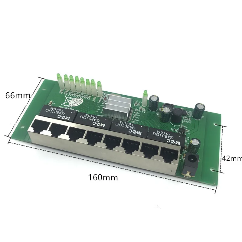 OEM PBC 8 Port Gigabit Ethernet Switch 8 Port erfüllt 8 pin way header 10/100/1000 m hub 8way power pin pcb board OEM schroef gat