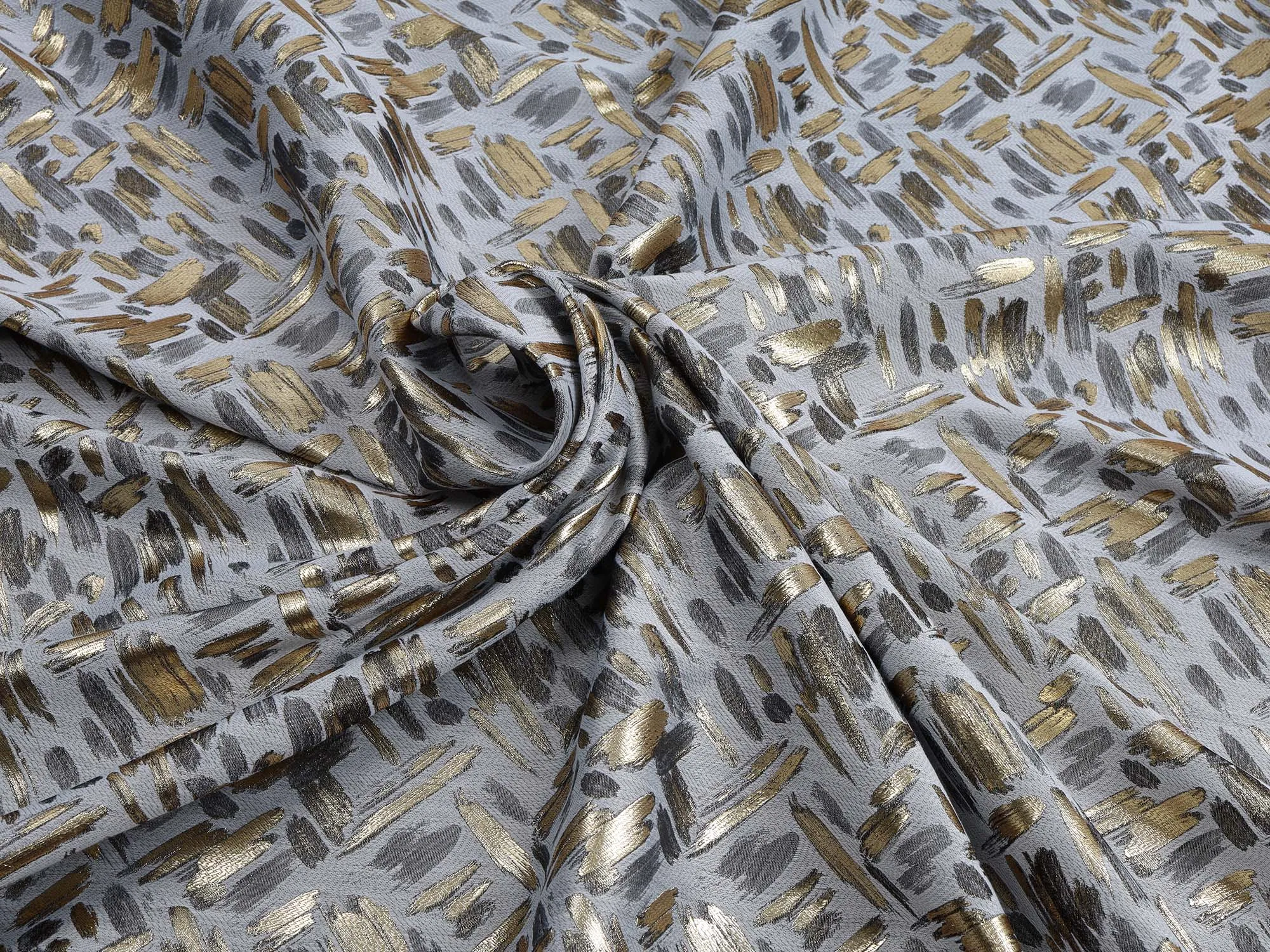 Gold Patch Brocade Gray Jacquard Fabric for Dress Making 148cm Wide - Sold By The Meter