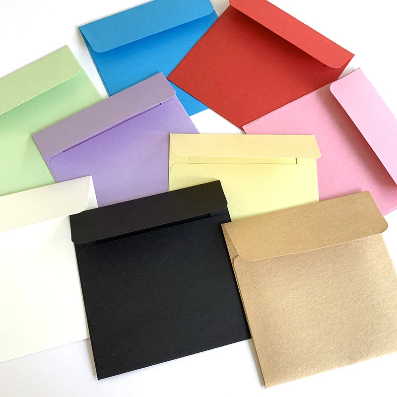 (10 Pieces/lot) 10*10cm Color Small Envelopes Solid Color Bank Card Membership Card Gift Candy-colored Paper Square Envelope