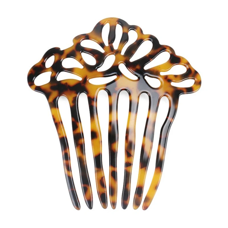 7 Teeth Acetate Hair Combs Lady Hair Accessories Vintage Hollow Carving Acetic acid Tortoiseshell Wedding Bridal Decor