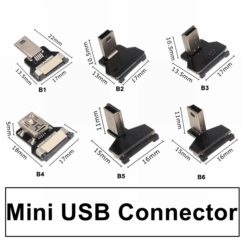 Flat Soft Elbow MINI USB Data Charging Line Up & Down & Left & Right T Port USB Car MP3 Universal Data Cable 10CM