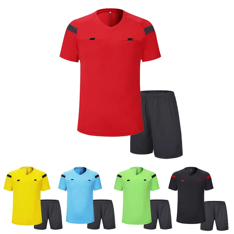 Soccer referee uniform sets 0118 polyester referee uniforms adults men's football referee uniform sets