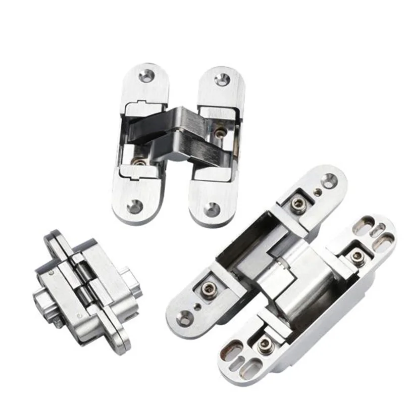 

2Pcs 180 degree Concealed Cross Door Hinges Zinc Alloy Invisible Hinge for Gate Door Cupboard Furniture Hardware set