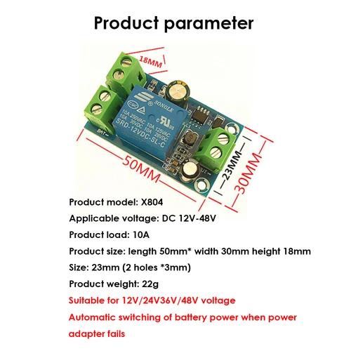 Imagen 2 del producto Controlador de batería de fuente de alimentación DC 12V 24V 36V 48V 10A Placa de Control de batería de respaldo Módulo de transición de energía de emergencia automática