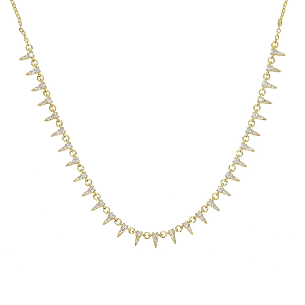 New ARRIVED Hip HOP Rock women jewelry cz spikes cz rivet charms link chain short choker necklace