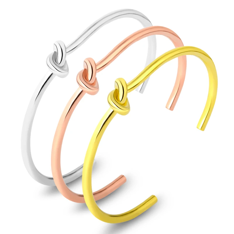 Fashion Circular Open Knot Bangle Bracelets For Women Elegant Silver Color Jewelry Noeud Bangle