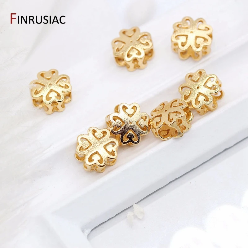 Gold Plated Brass Metal Flower Shape Beads For Handmade Beaded Material DIY Jewelry Making Accessories