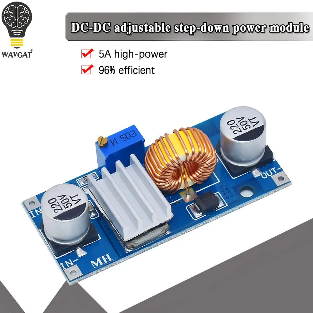 5A XL4015 DC-DC 4-38V to 1.25-36V 24V 12V 9V 5V Step Down Adjustable Power Supply Module LED Lithium Charger With Heat Sink