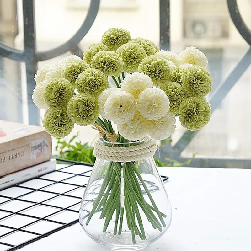 6Pcs/bundle mini chrysanthemum flower ball silk Artificial Flowers for Wedding decoration bridal flores