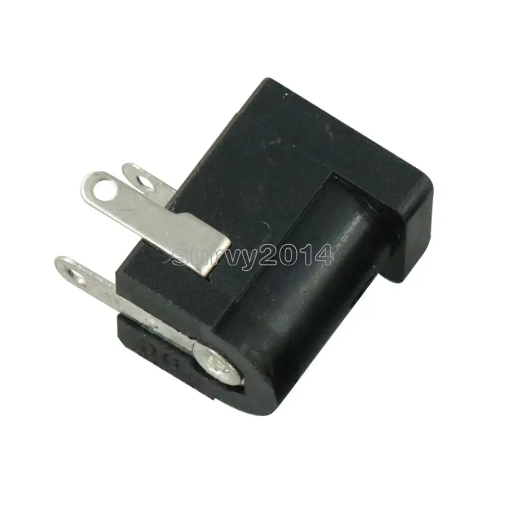 10Pcs 5.5X2.1มม.DC-005สีดำปลั๊ก DC Power Jack DC Supply Barrel-Type มุมขวา PCB Mount Terminal