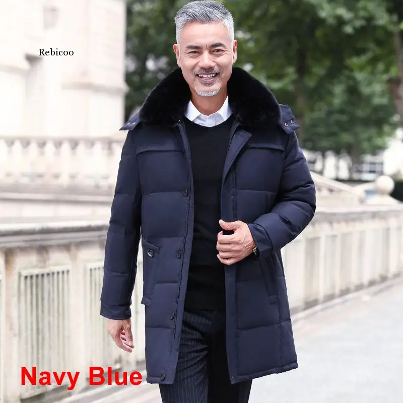 Veste d'hiver longue et épaisse pour homme, manteau chaud de luxe, avec col en fourrure, de haute qualité, nouveau Style, Style moyen-âge, décontracté