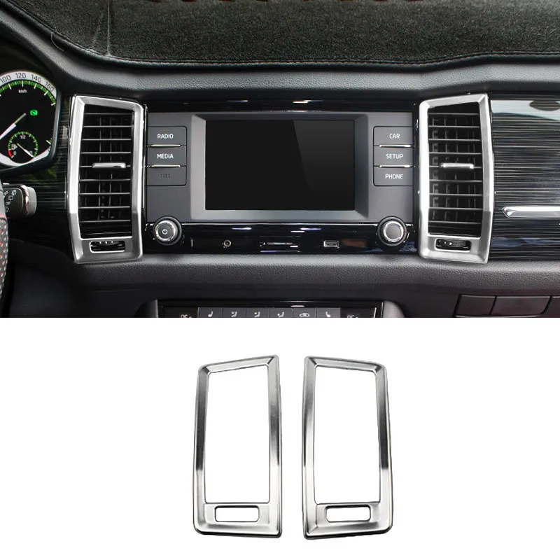 For Skoda Kodiaq 2020-2017 Auto Accessories Interior Decoration Stainless Steel Air Outlet Cover Sequins Frame Trim Car Styling