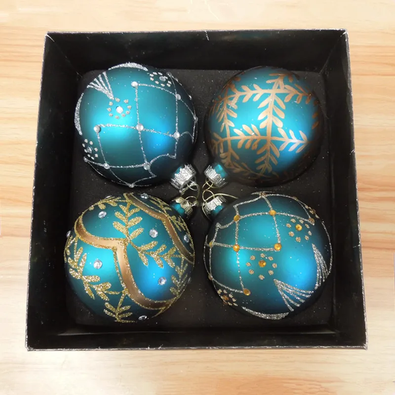 

F 4 шт./упак. Диаметр = 8 см, маленький размер, синяя серия, стеклянный шар, подвеска, украшение для дома, фестиваль, Рождественская елка, подвесной шар