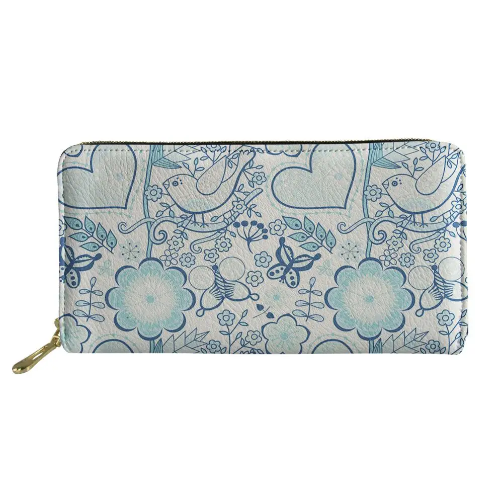 

New Luxury Ladies Leather Wallet Girl Phone Bag Flower Printing Ms Fashion Clutch Female Card Holder Lady Money Bags