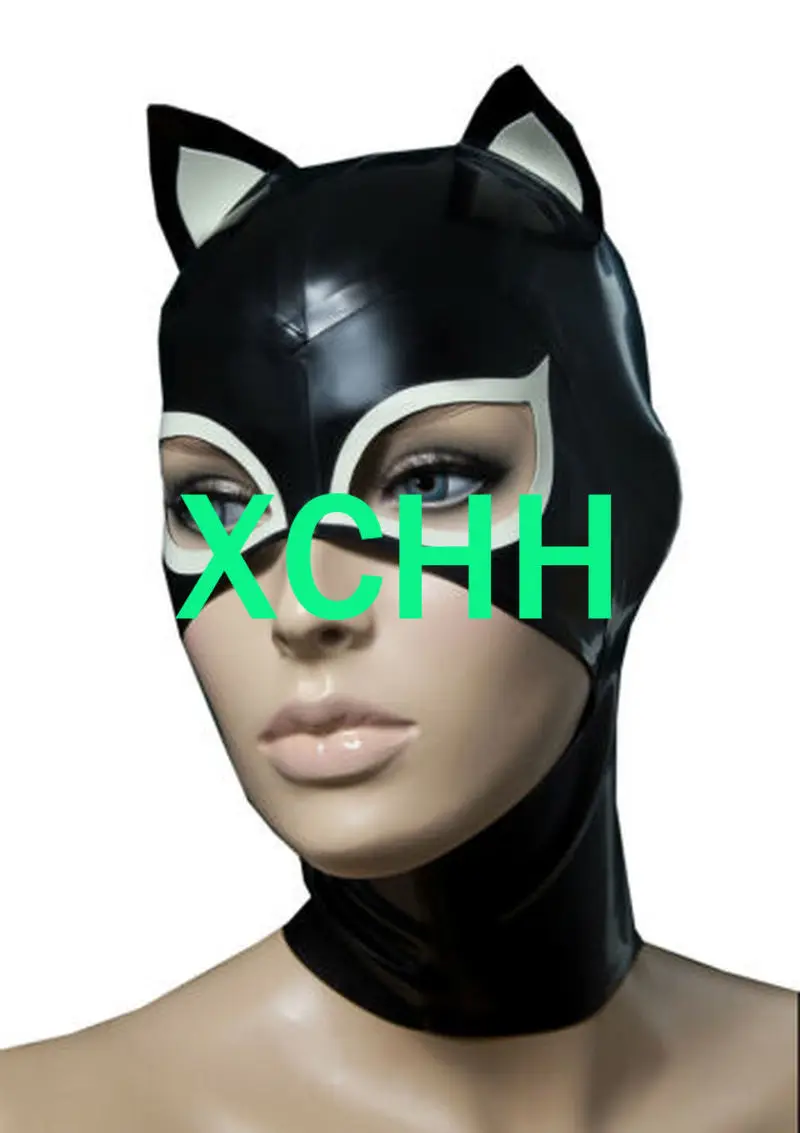 

Natural Latex mask hood cosplay costumes fetish cosplay mask Back Zipper Club Wear anime cosplay costumes