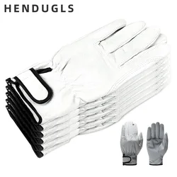 HENDUGLS Real Leather Decoration Work Gloves Breathable Building Repair Industrial Mechanic Protective Worker Hand Suit 5pcs H73