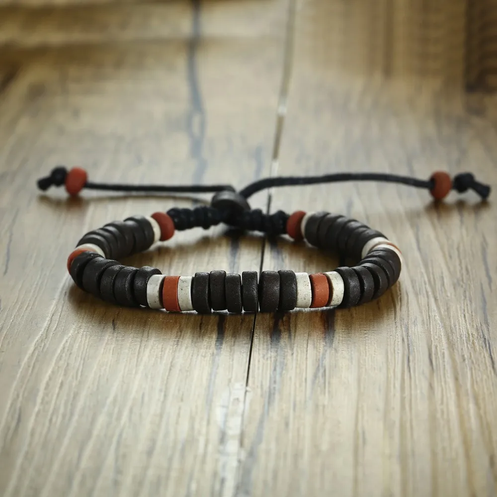 Ancient African Tribal Style Natural Stone Beaded Bracelet for Men Women Ethnographic Unisex Jewelry Adjustable size