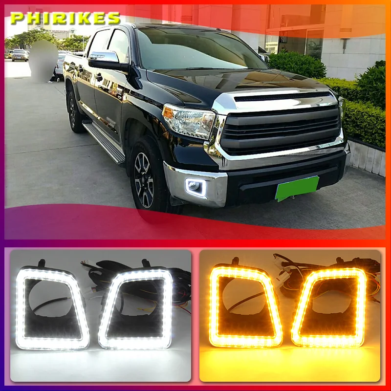 

2Pcs DRL fog lamp For Toyota Tundra 2014-2021 Car Front Bumper Lights 12V LED Daytime Running Lights