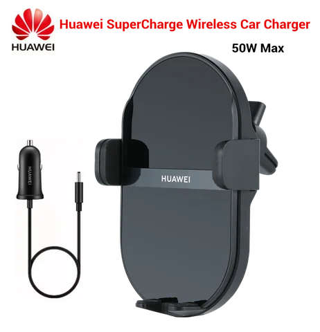 Carregador de carro sem fio Huawei SuperCharge, 50W Max, Montagem inteligente do sensor lateral, Carregamento duplo, Refrigeração 3D, Carregador Rápido