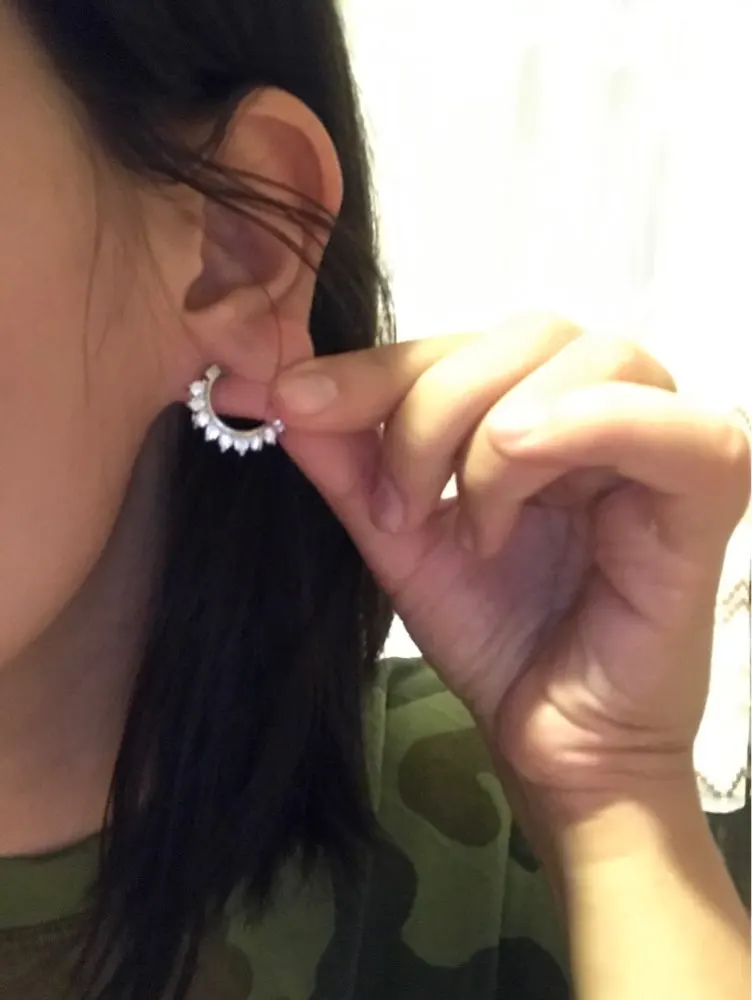Big G23 Titanium Clicker Hoop with CZ Crystals Hypoallergenic Septum Nose Ring Helix Daith Earring Elegant Women Body Jewelry
