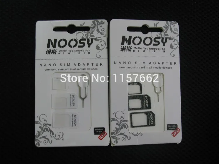 Noosy Nano – adaptateur de carte Micro SIM 4 en 1, broches d'éjection pour iPhone 11 pro, iPhone 6, 6plus, 7, 7plus, avec boîte de détail, 500 jeux (2000 pièces)