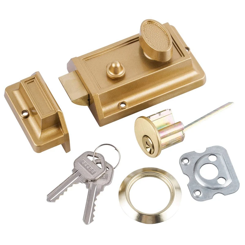 สังกะสีกระบอก Deadbolt Latch Lock สำหรับ Night ประตู Entrance,Gold Finish