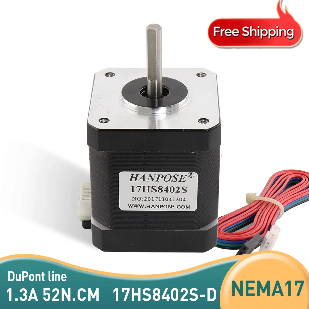 4-lead Nema17 Hybrid Stepper Motor H48mm / 1.3A 42BYGH48 1.3A (17HS8402S) With DuPont Line 42 Step Motor