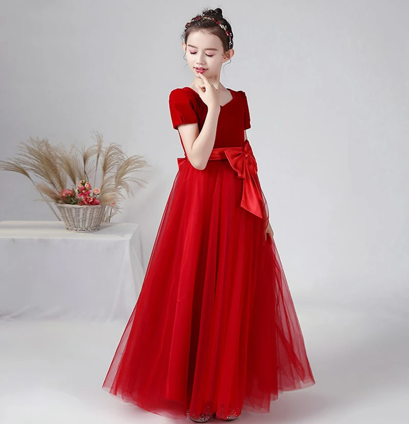 Dideyttawl Rote Blume Mädchen Kleider Für Neue Jahr Tüll Junior Konzert Kleid Weihnachten Kinder Geburtstag Hochzeit Formal Pageant Kleid