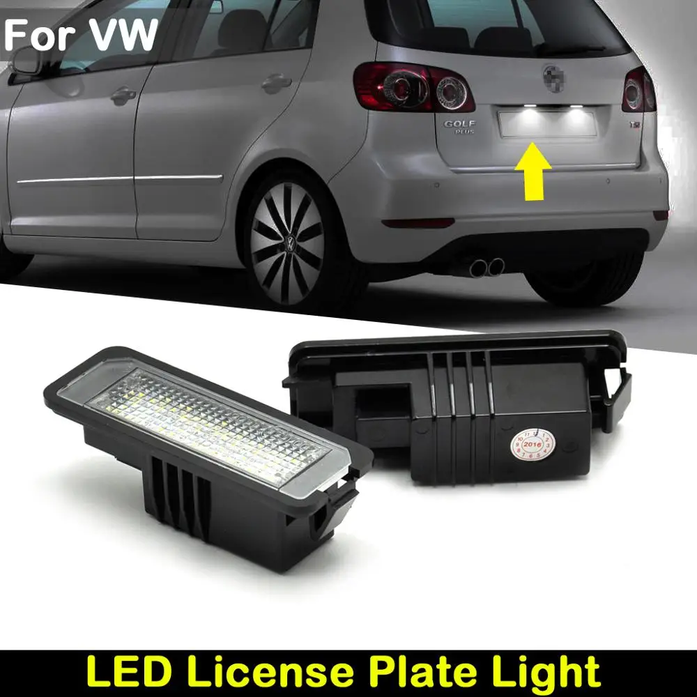 For VW Amarok Eos Golf6 Golf7 Golf Golf5 New Beetle Cabrio Polo Passat  Car Rear White LED License Plate Light Number Plate Lamp